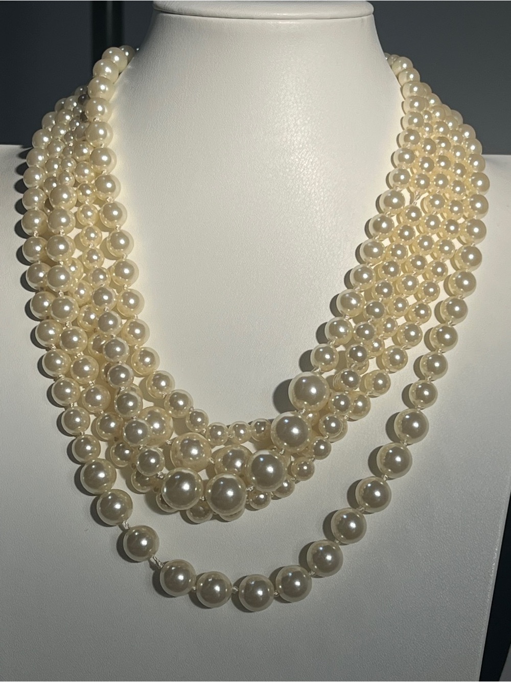 J. Crew Multi-Strand Glass Pearl Necklace in Ivory